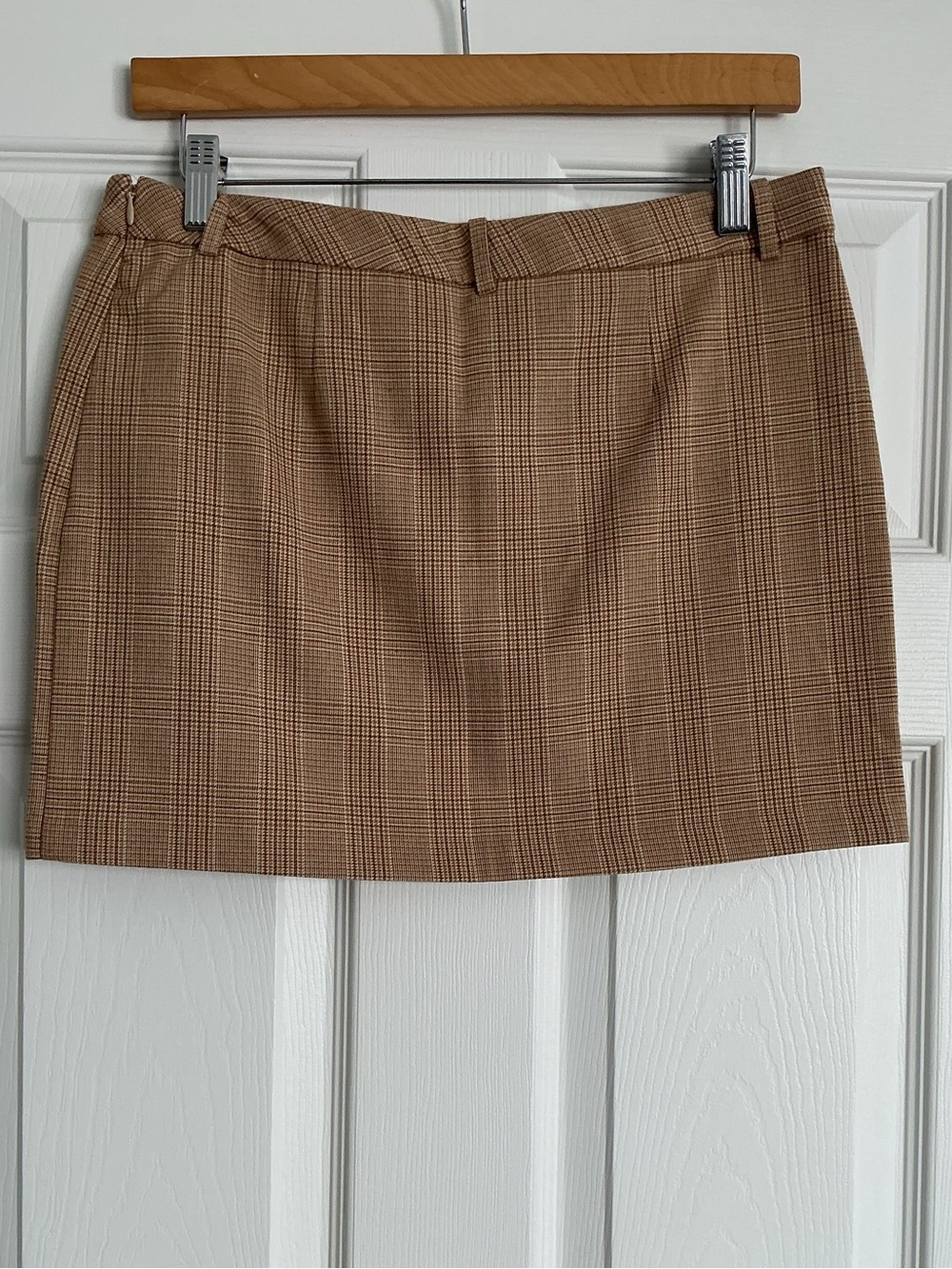 H&M Divided Tan Plaid Mini Skirt Classic Preppy A-Line Checked Skirt Y2K NWT